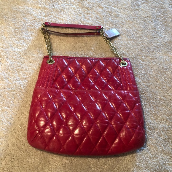 Coach Red Poppy Quilted Tote - Picture 5 of 7